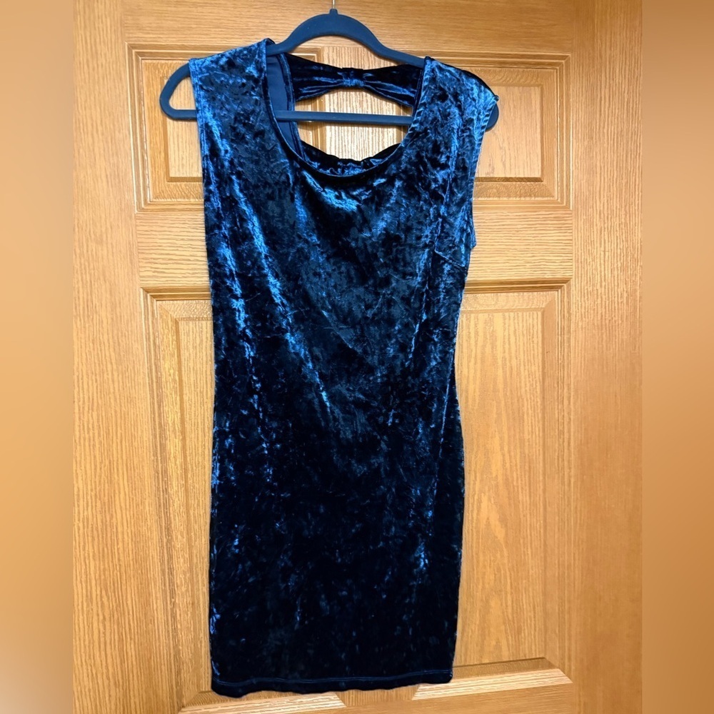 Forever 21 Velvet Mini Dress in Deep Blue